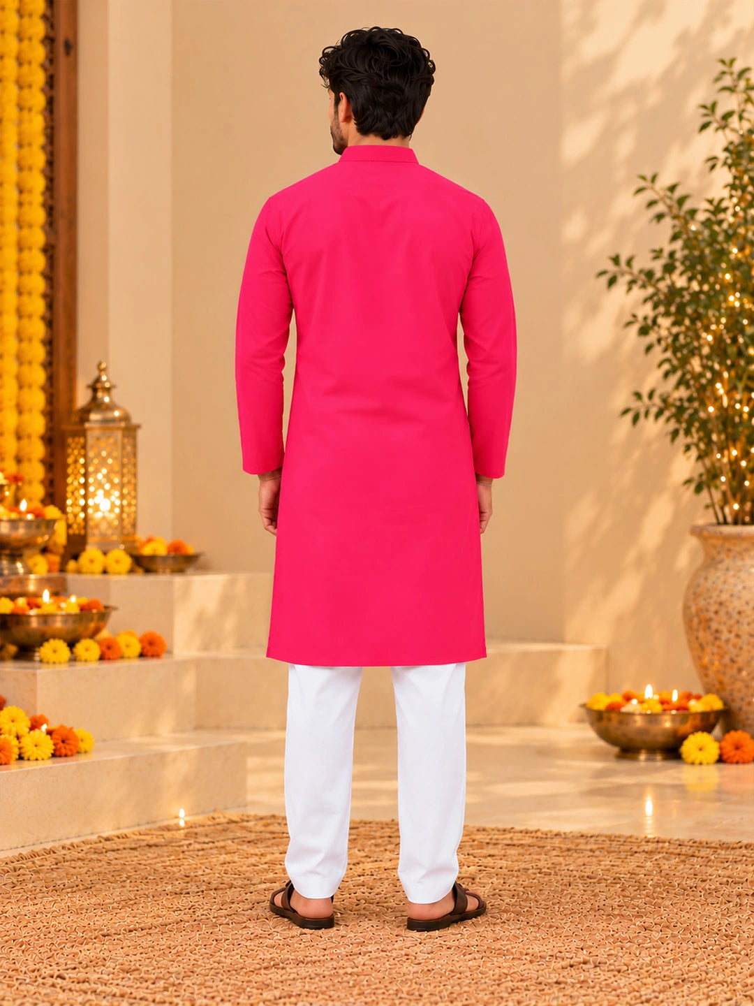 BownBee Jam Cotton Full Sleeves Kurta & Pajama For Men