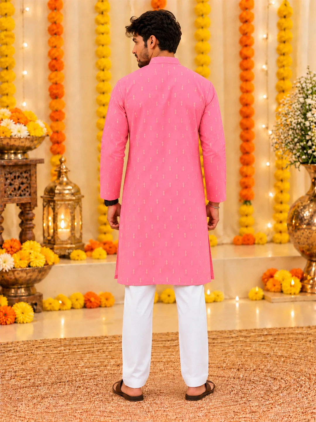 Bownbee Festive Full Sleeves Chanderi Kurta Pajama For Men