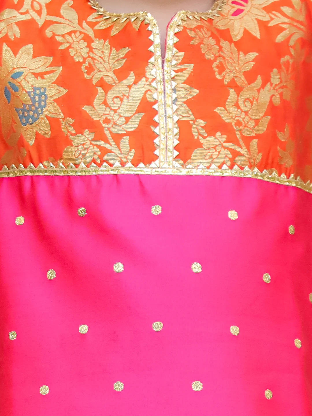 BownBee Festive 3/4th Sleeves Taffeta Sharara Suit with Dupatta Set For Girls