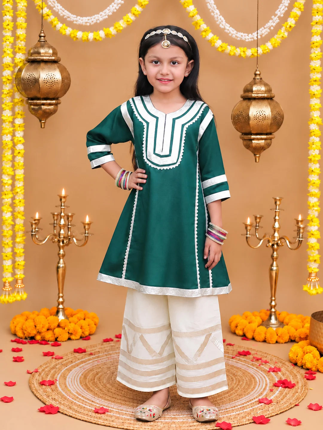 Bownbee Festive Cotton Kurta Pajama & Ethnic Suit Sibling Set
