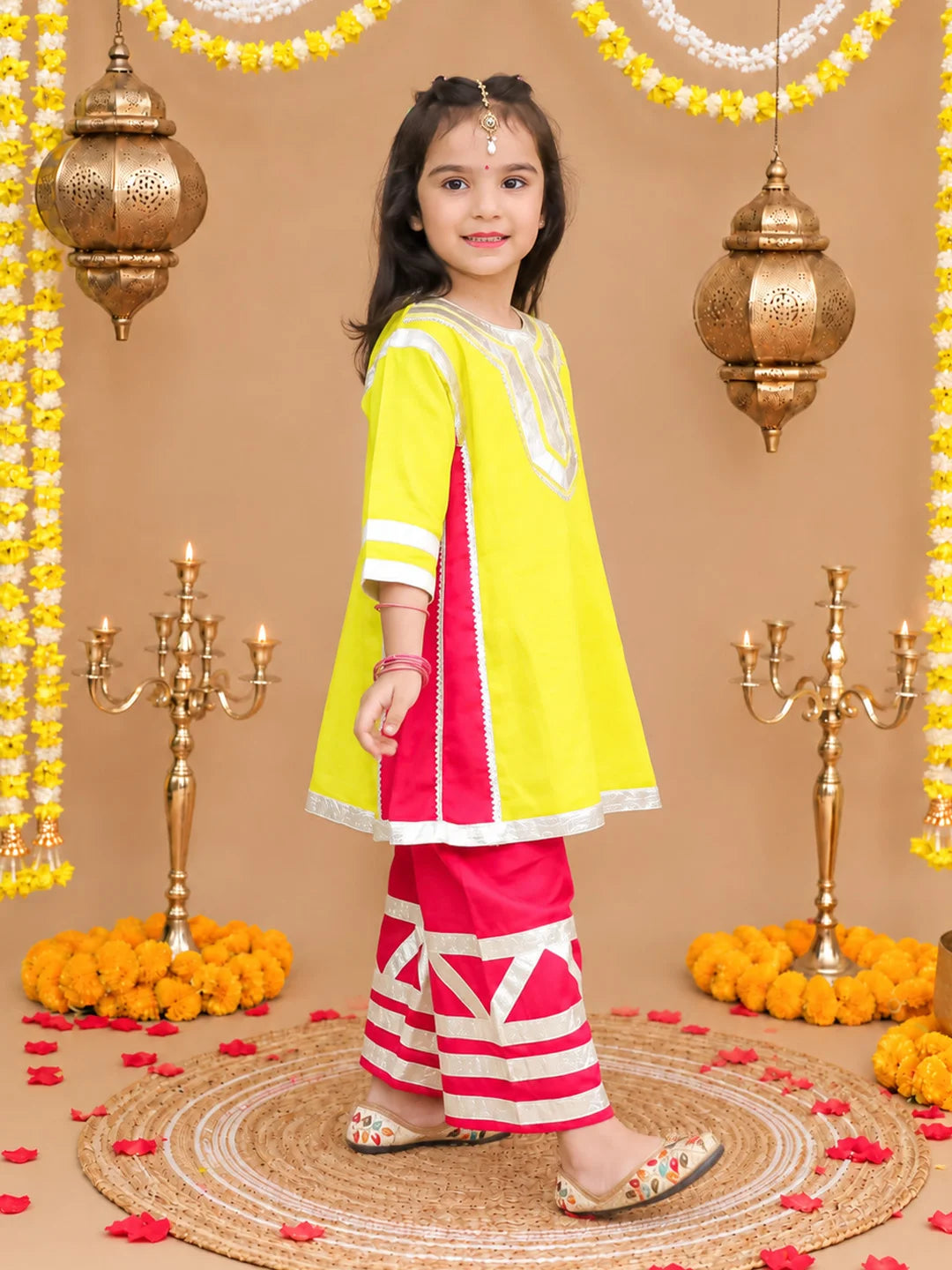 Bownbee Festive Cotton Kurta Pajama & Ethnic Suit Sibling Set