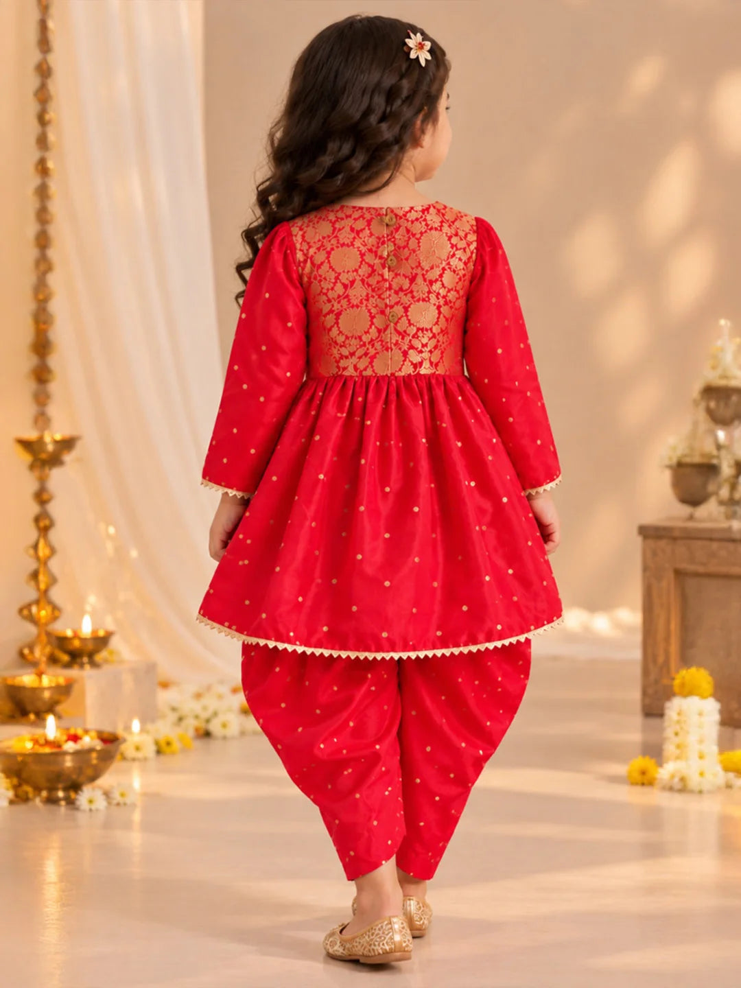Bownbee Festive Full Sleeves Ethnic Suit Set For Girls