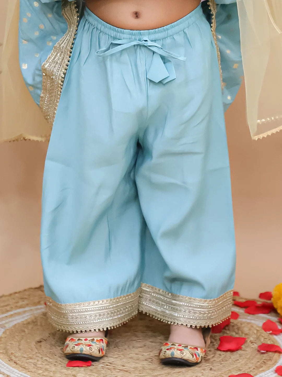 Bownbee Festive Full Sleeves Chanderi Ethnic Suit Set For Girls