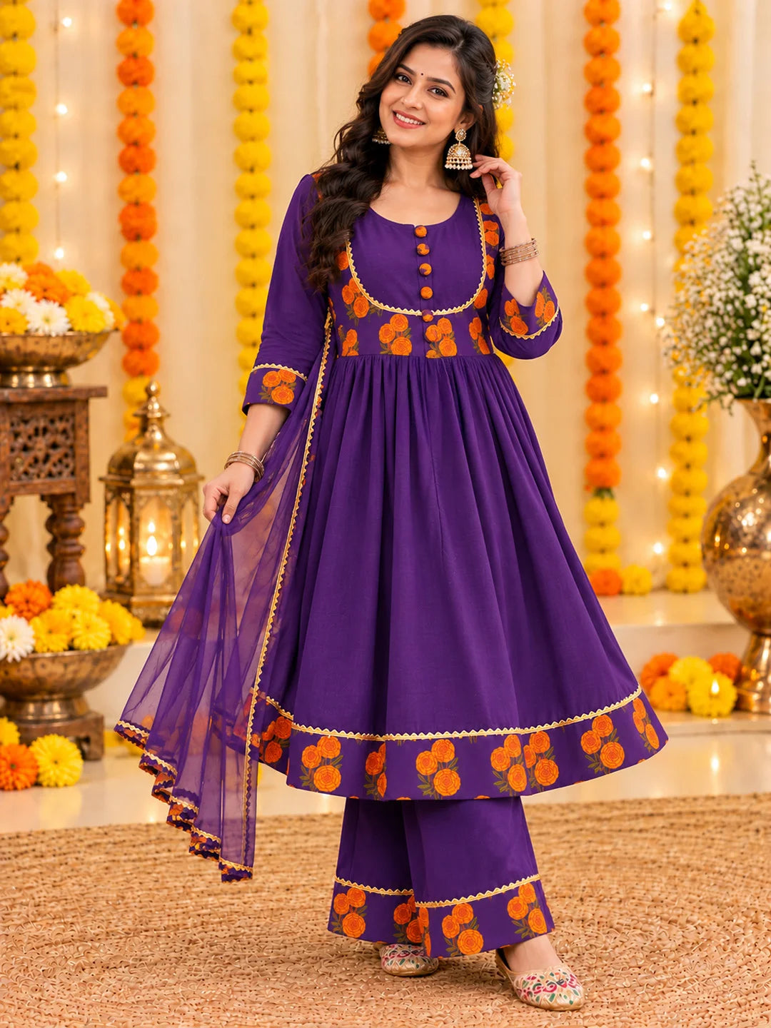 BownBee Mother And Daughter Festive Ethnic Suit Combo