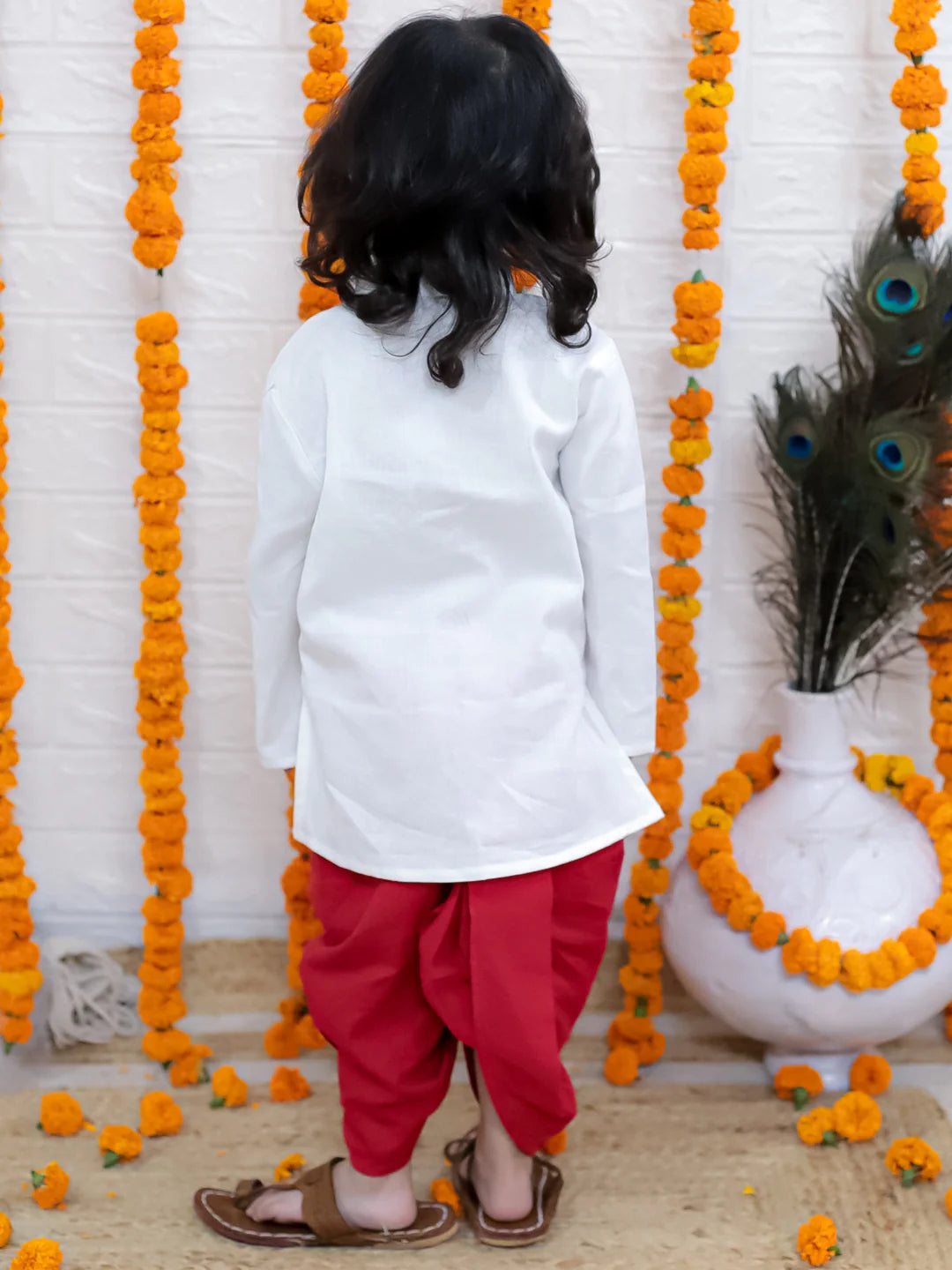 BownBee Ganesh Embroidery Cotton Dhoti Kurta for Boys