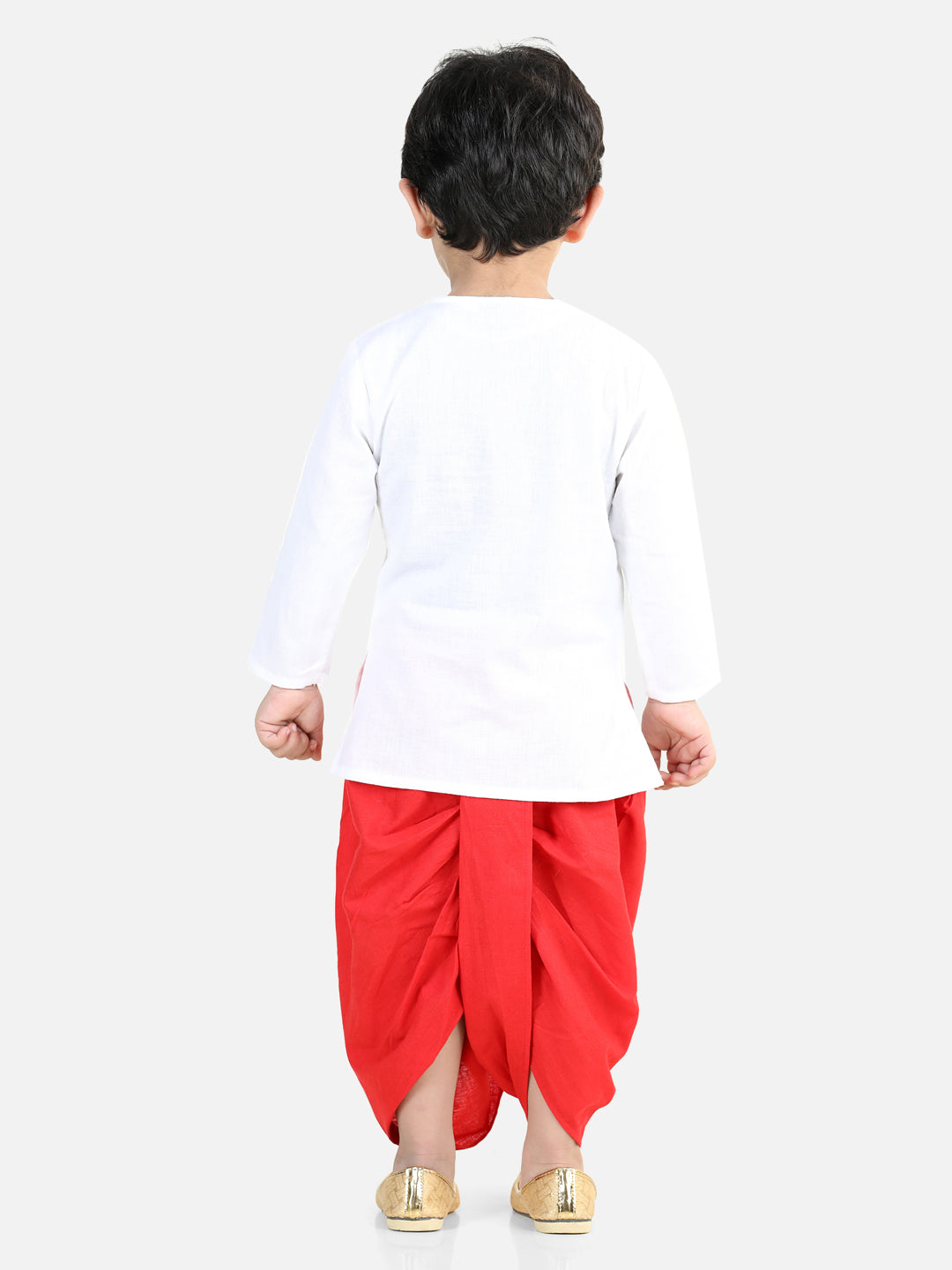 BownBee Full Sleeve Cotton Dhoti Kurta For Boys- White