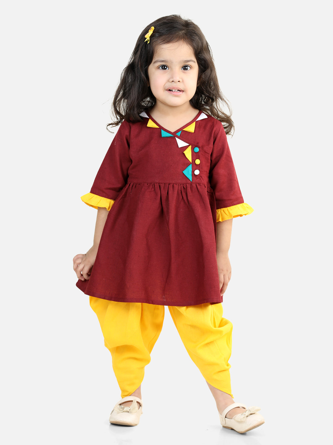 BownBee Sibling  Cotton Dhoti Kurta For Boys Kurti with Dhoti for Girls-Maroon