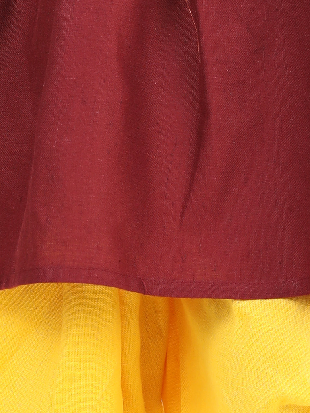BownBee 100% Cotton Three Fourth Sleeves Patch Work Kurta & Dhoti Set - Maroon