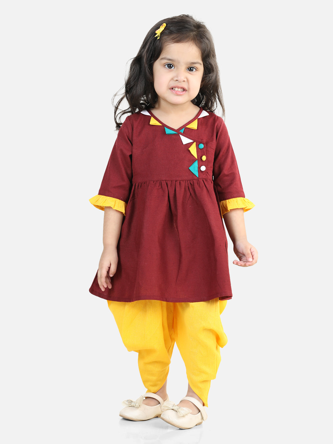 BownBee Sibling  Cotton Dhoti Kurta For Boys Kurti with Dhoti for Girls-Maroon