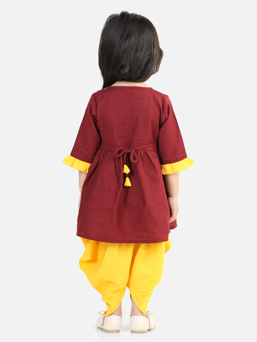 BownBee Sibling  Cotton Dhoti Kurta For Boys Kurti with Dhoti for Girls-Maroon