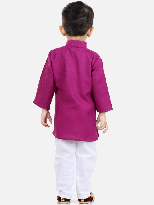 BownBee Solid Full Sleeves Kurta and Pyjama Sets - Purple