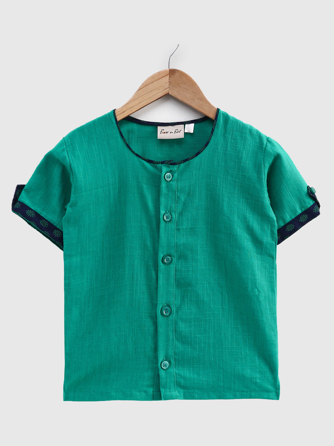 BownBee Cotton Half Sleeve Shirt For Baby Boys- Green