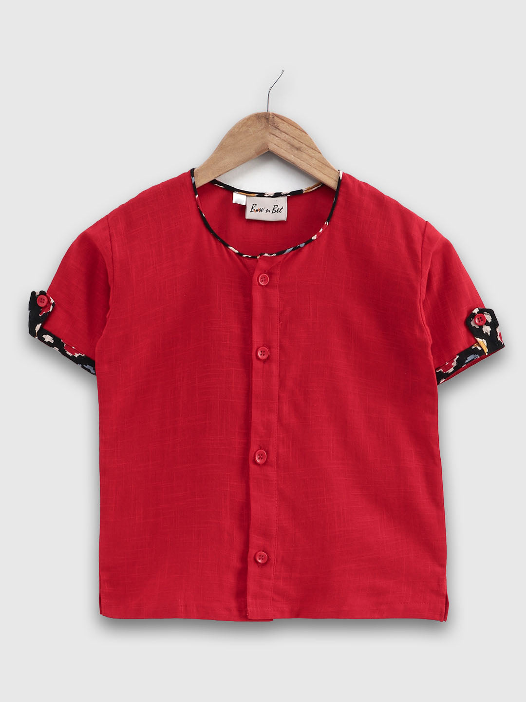 BownBee Cotton Half Sleeve Shirt For Baby Boys- Red