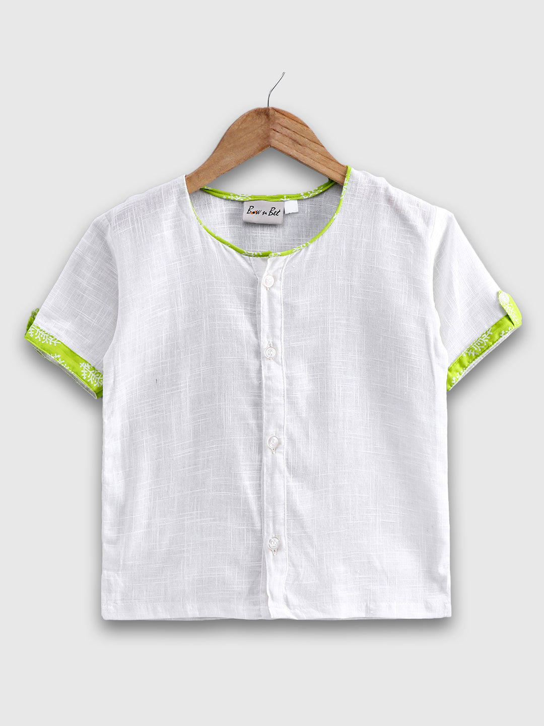 BownBee Cotton Half Sleeve Shirt For Baby Boys- White