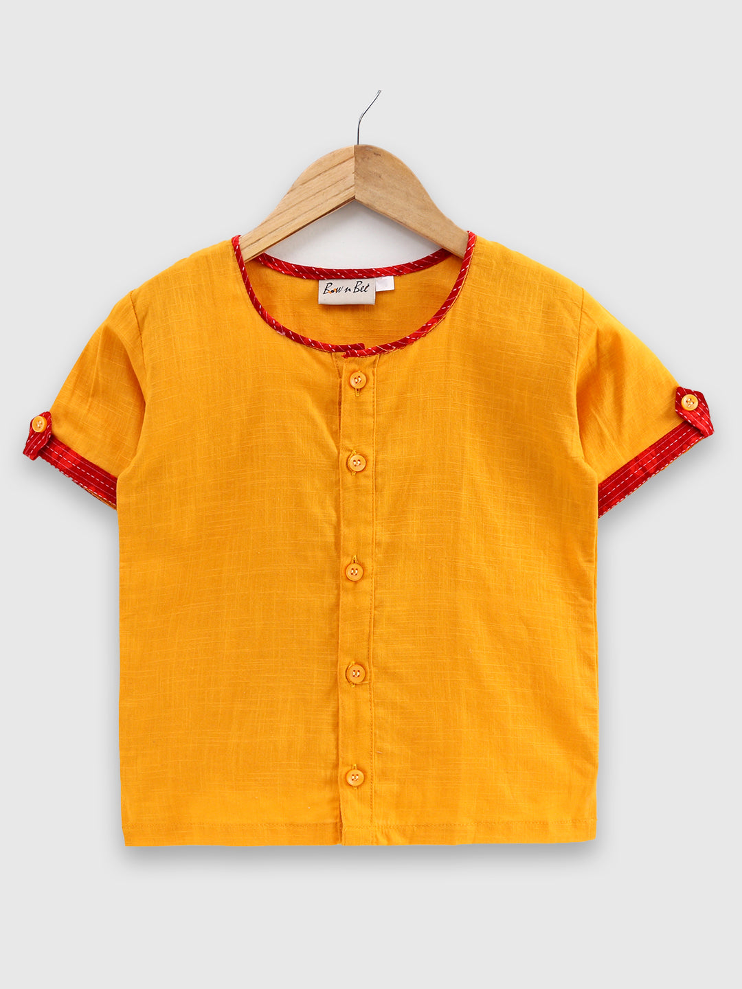 BownBee Cotton Half Sleeve Shirt For Baby Boys- Yellow