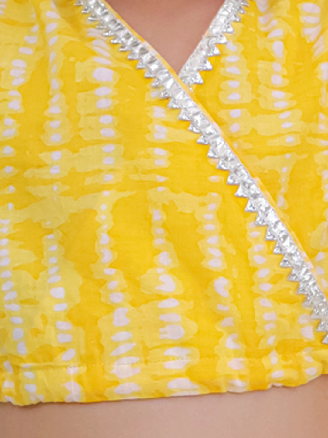 BownBee Pure Cotton Quater Sleeves Tie & Dye Top With Skirt For Girls - Yellow