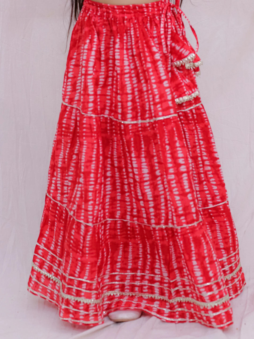 BownBee Pure Cotton Quater Sleeves Tie & Dye Top With Skirt For Girls