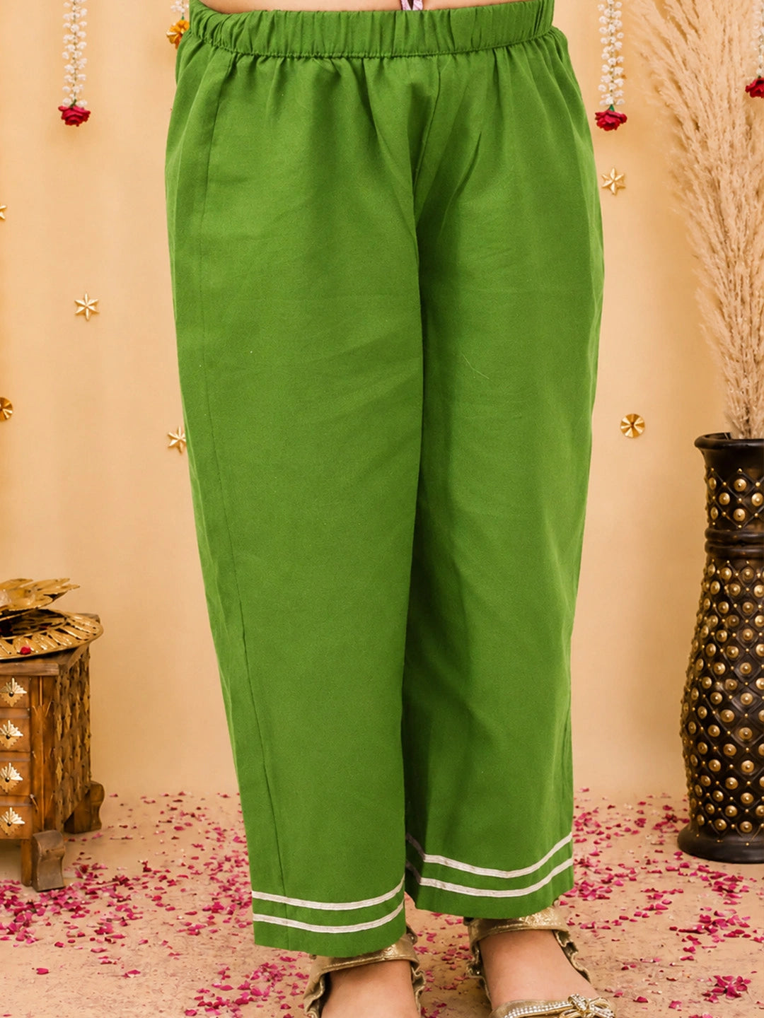 BownBee Pure Cotton Lehriya Kaftan & Plazao Set For Girls