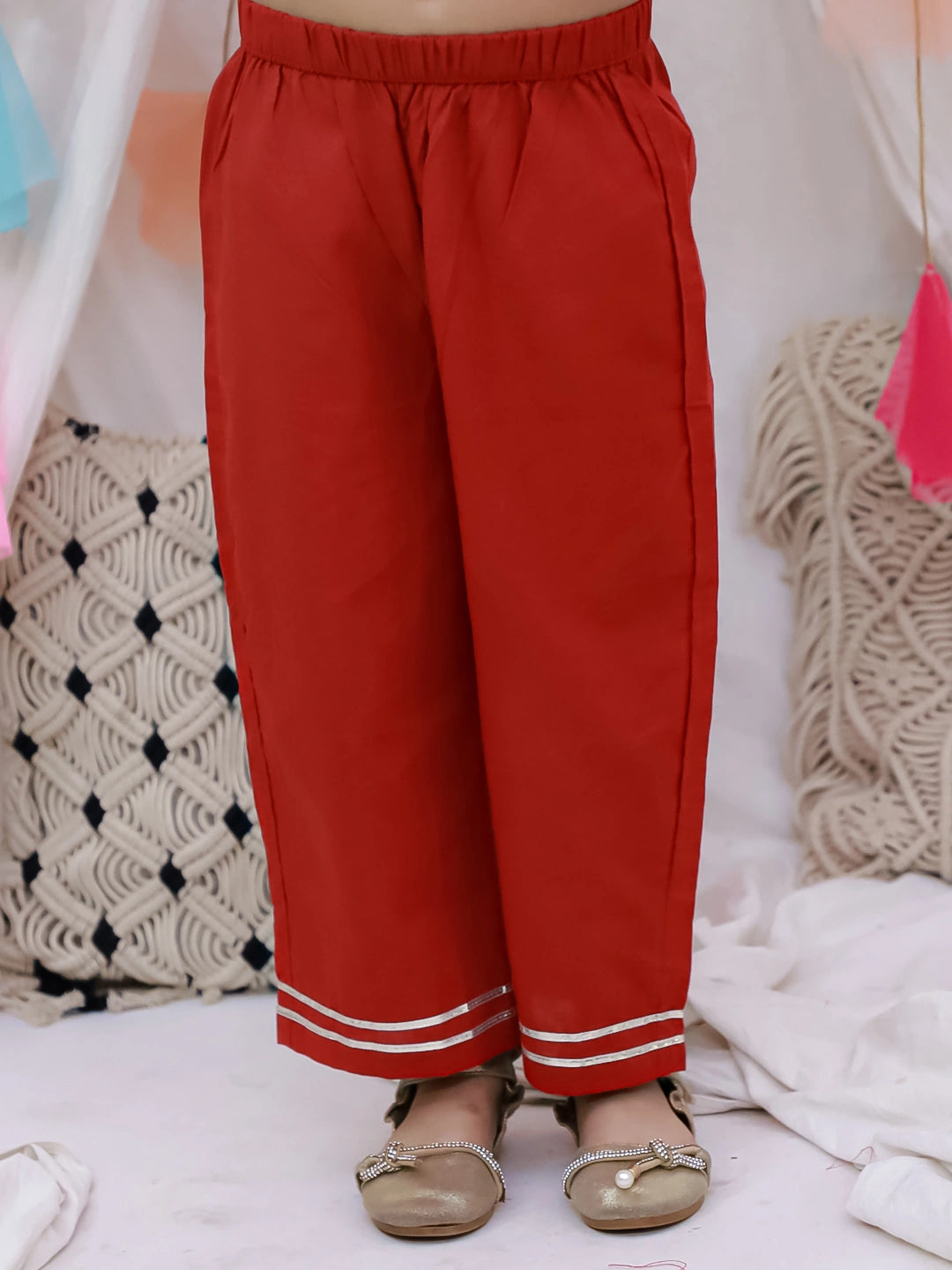 BownBee Pure Cotton Badhani Kaftan & Plazao Set For Girls - Purple