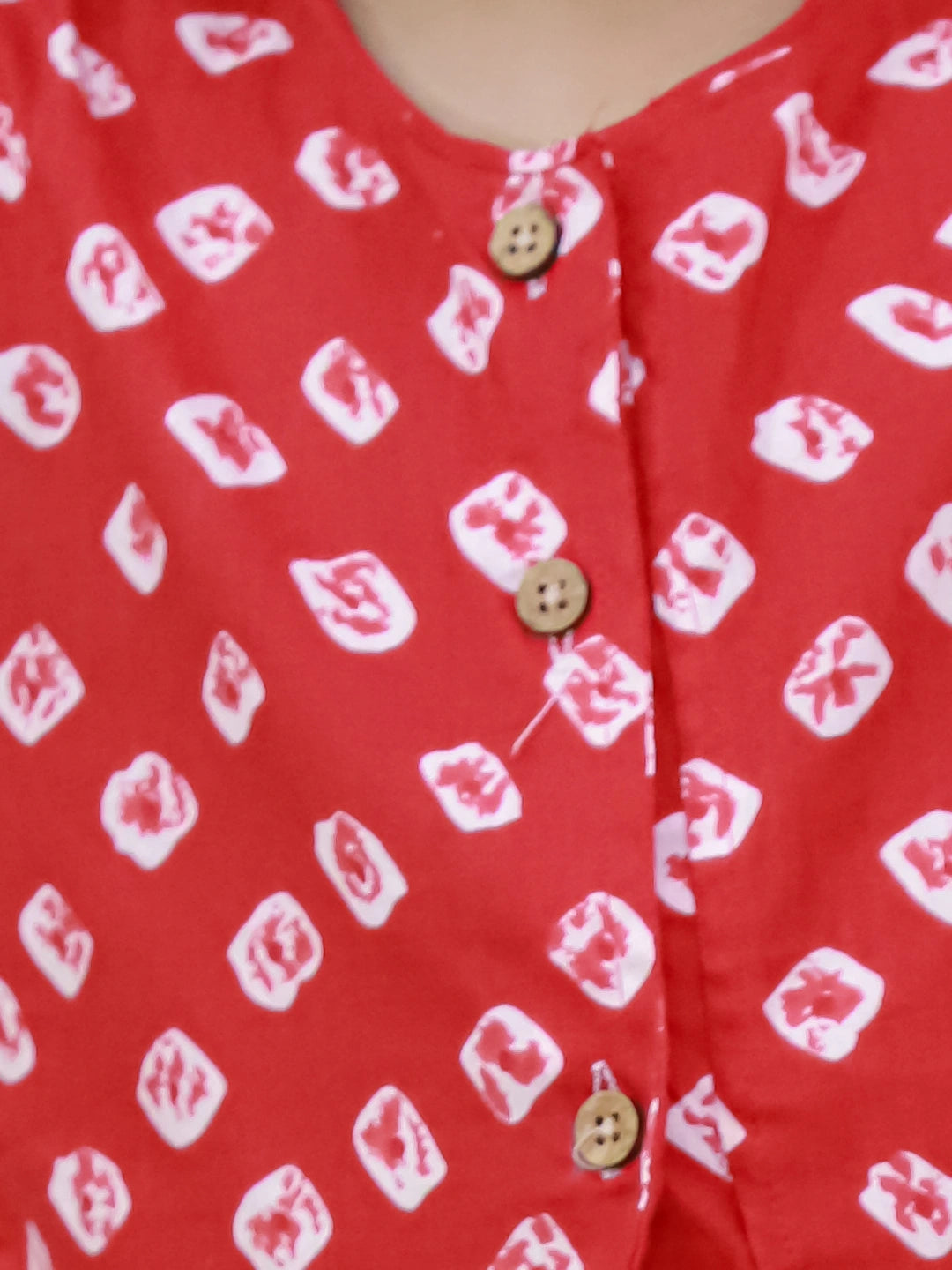 BownBee Pure Cotton Badhni Crop Top  With Plazao Set For Girls - Red