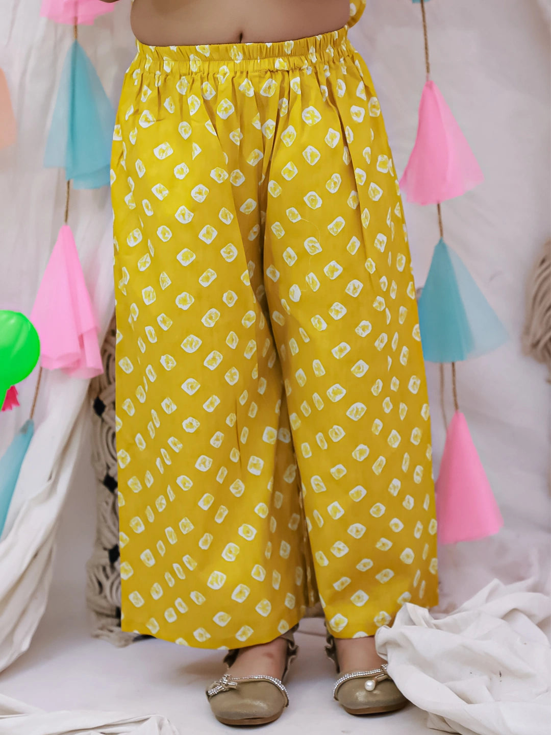 BownBee Pure Cotton Badhni Crop Top  With Plazao Set For Girls - Red