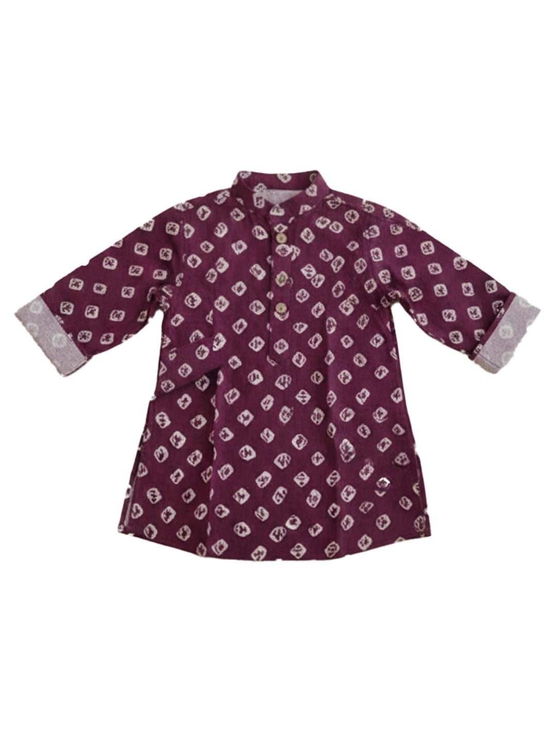 BownBee Fullsleeves Bandhni Short Kurta For Infant Boys - Red