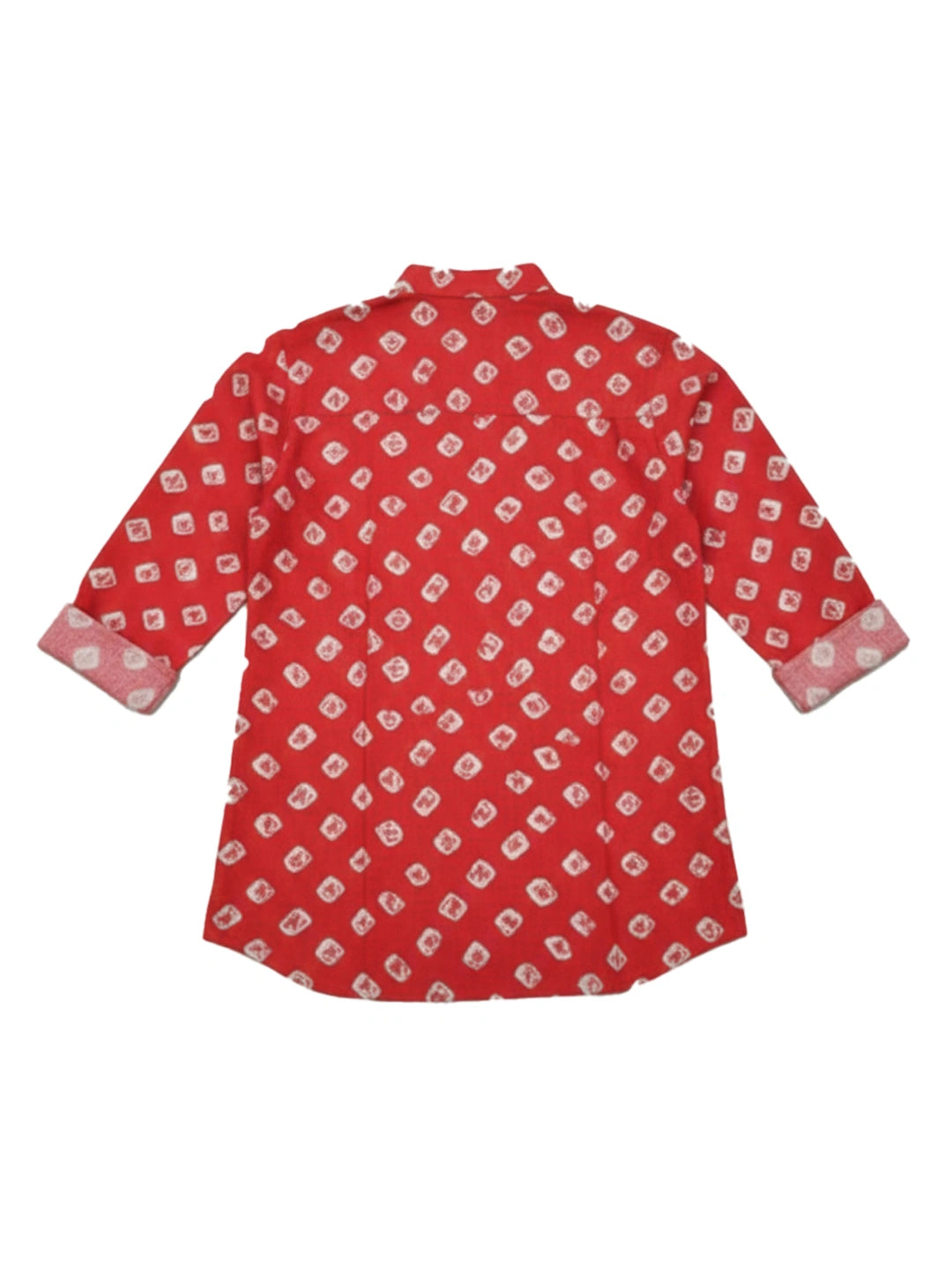 BownBee Fullsleeves Bandhni Short Kurta For Infant Boys - Red