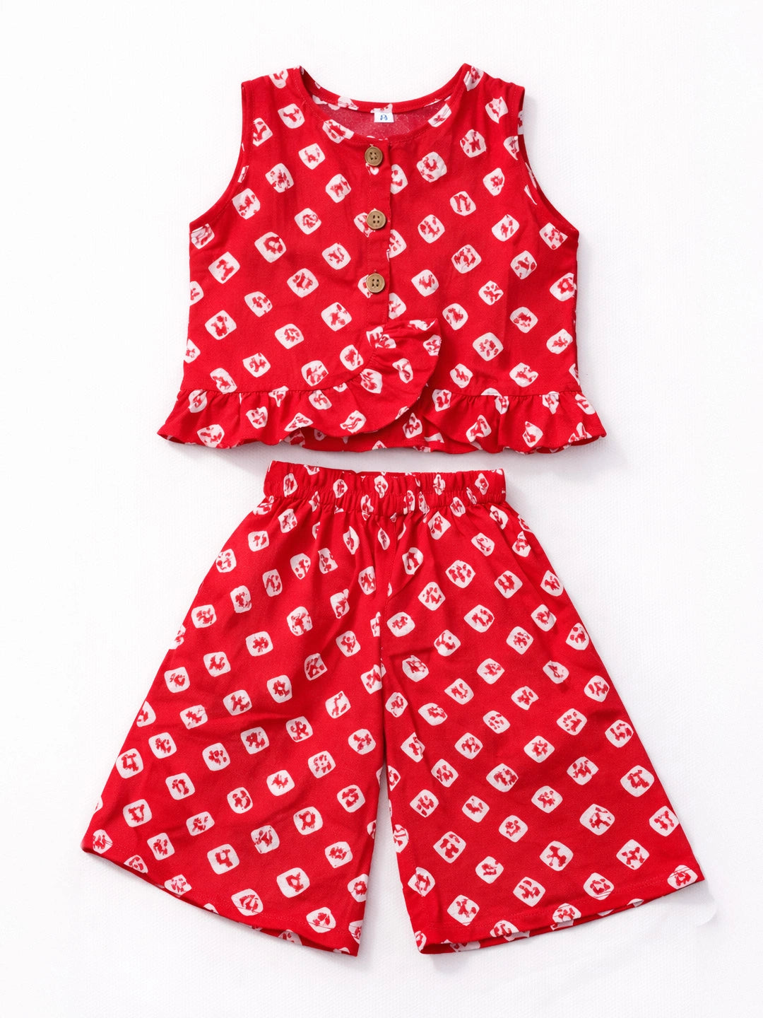 BownBee Pure Cotton Badhni Crop Top  With Palazzo Set For Infant Girls - Yellow