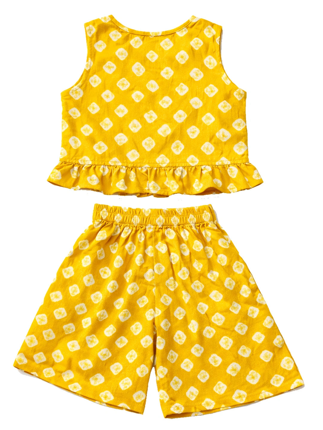 BownBee Pure Cotton Badhni Crop Top  With Palazzo Set For Infant Girls - Yellow