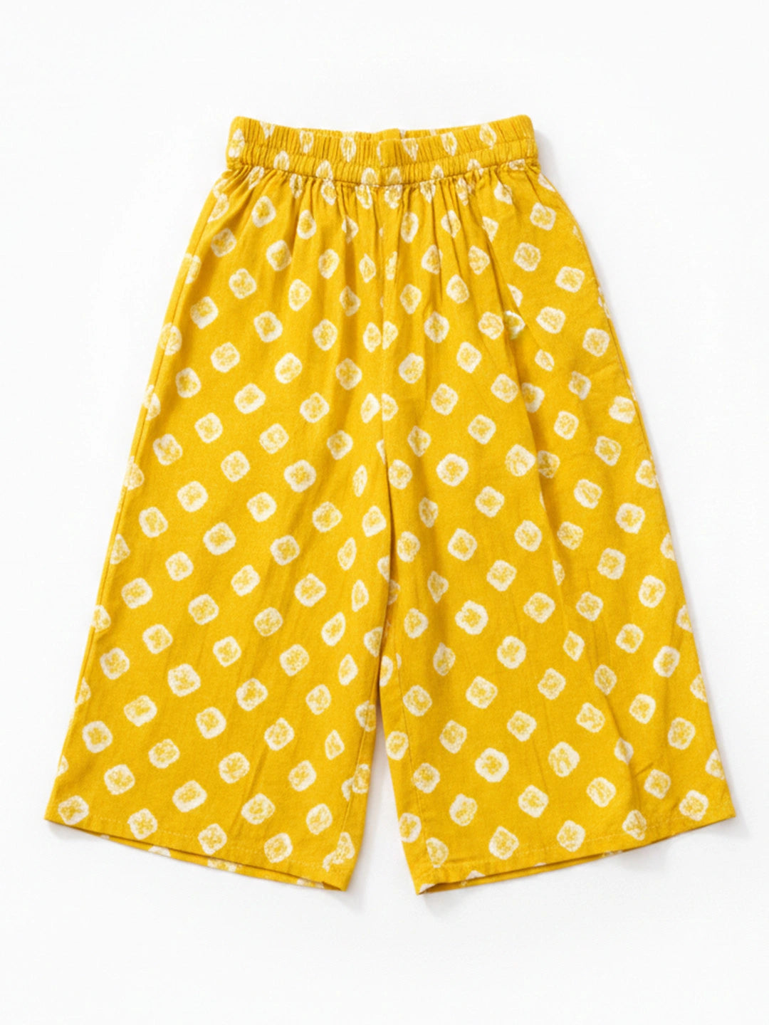 BownBee Pure Cotton Badhni Crop Top  With Palazzo Set For Infant Girls - Yellow