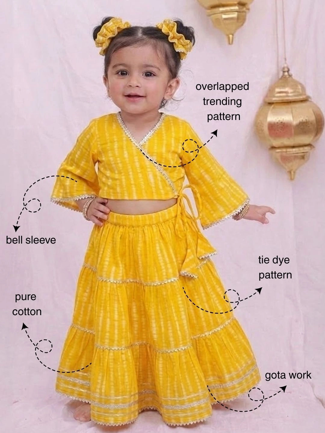 BownBee Pure Cotton Quater Sleeves Tie & Dye Top With Skirt For Infant Girls