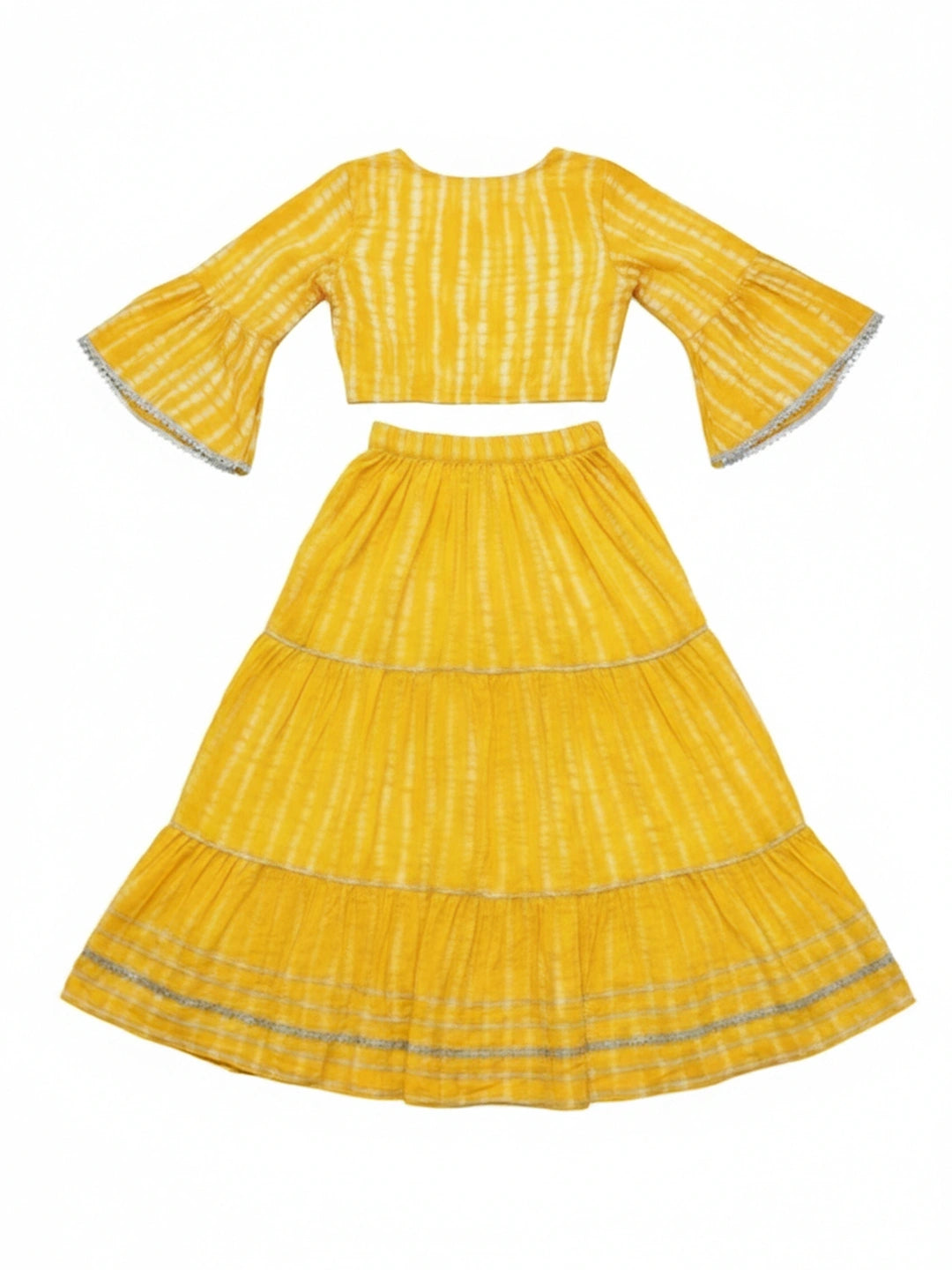 BownBee Pure Cotton Quater Sleeves Tie & Dye Top With Skirt For Infant Girls