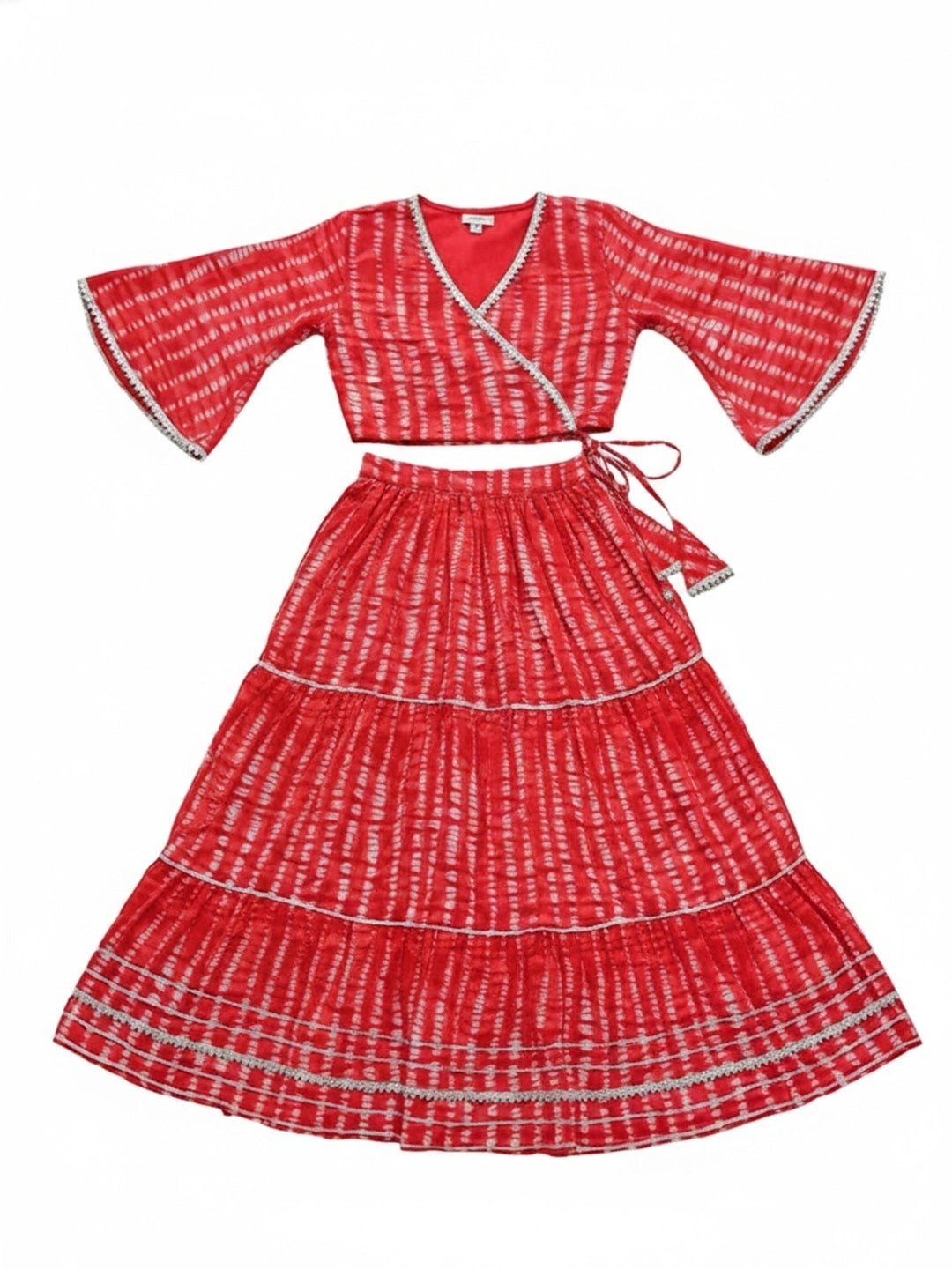 BownBee Pure Cotton Quater Sleeves Tie & Dye Top With Skirt For Infant Girls
