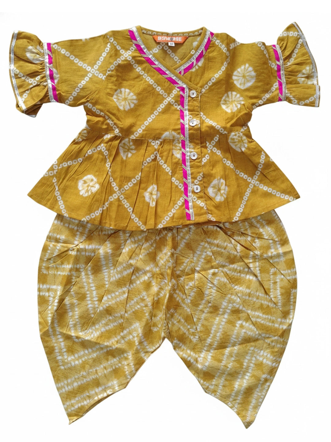 BownBee Indo-Western Angarakha Kurti With Dhoti  For Infant Girls - White