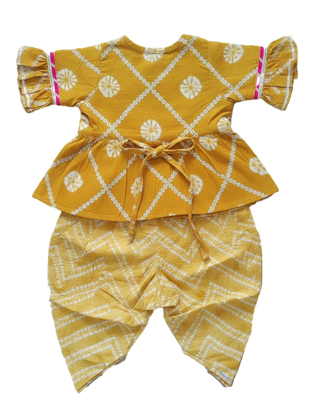 BownBee Indo-Western Angarakha Kurti With Dhoti  For Infant Girls - White