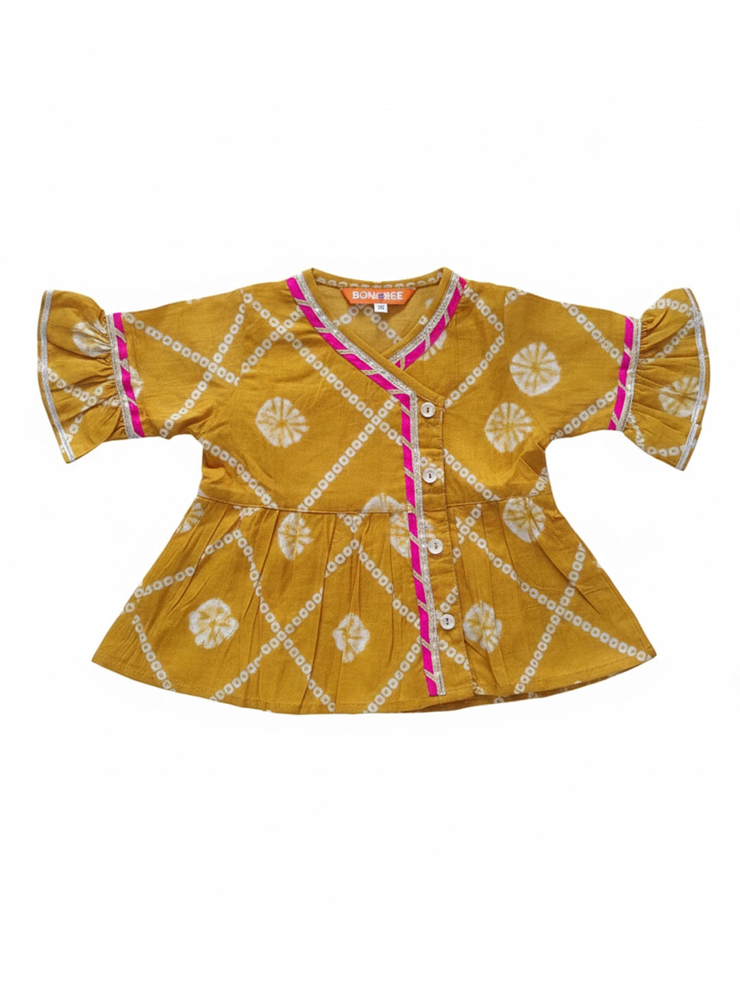 BownBee Indo-Western Angarakha Kurti With Dhoti  For Infant Girls - White