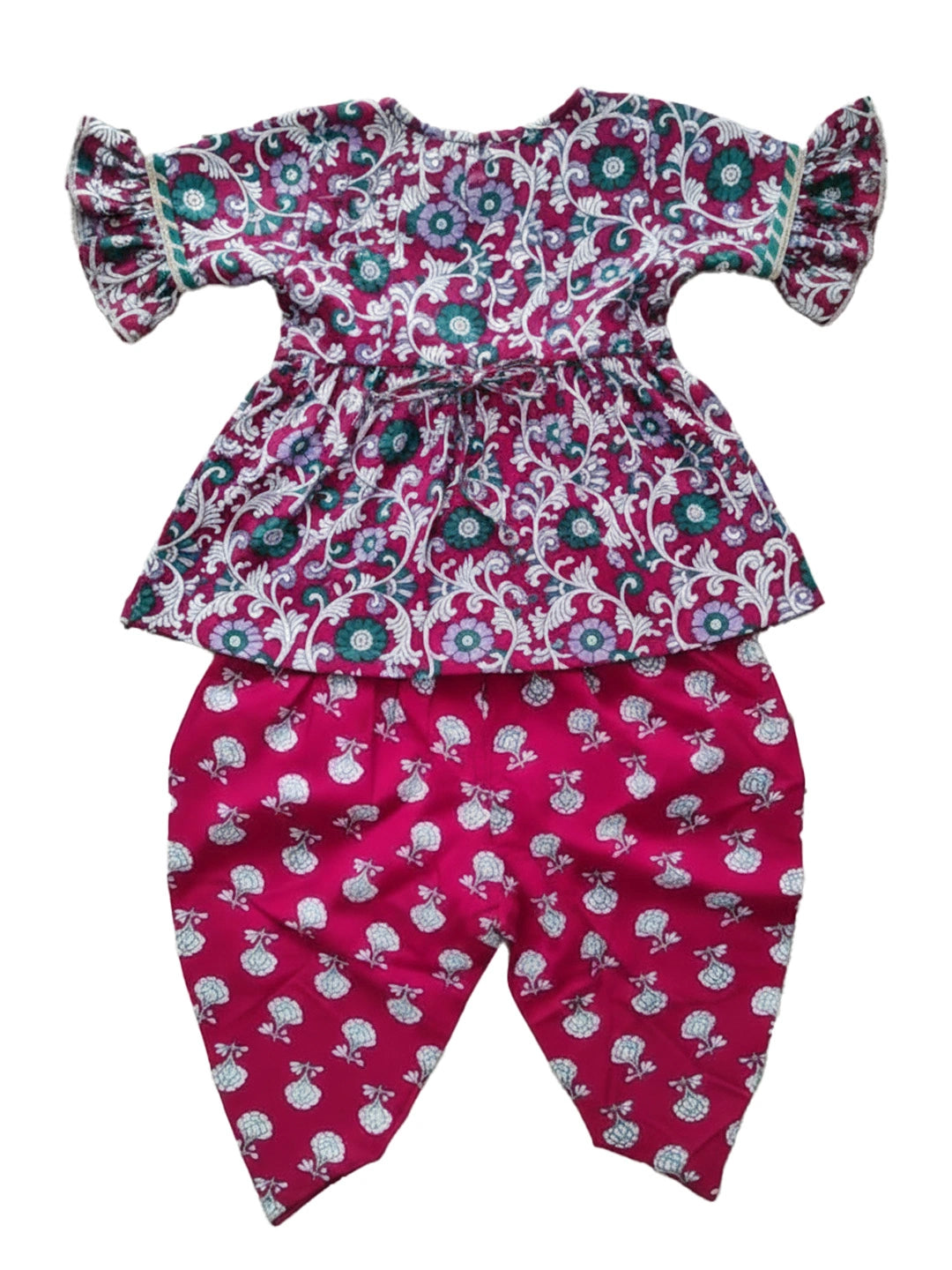 BownBee Indo-Western Angarakha Kurti With Dhoti  For Infant Girls - White