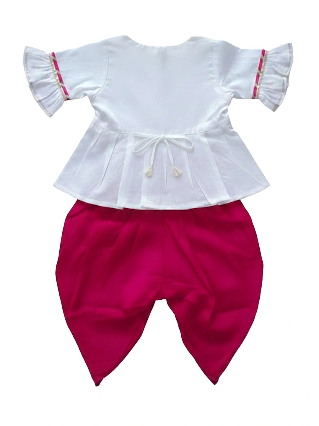 BownBee Indo-Western Angarakha Kurti With Dhoti  For Infant Girls - White