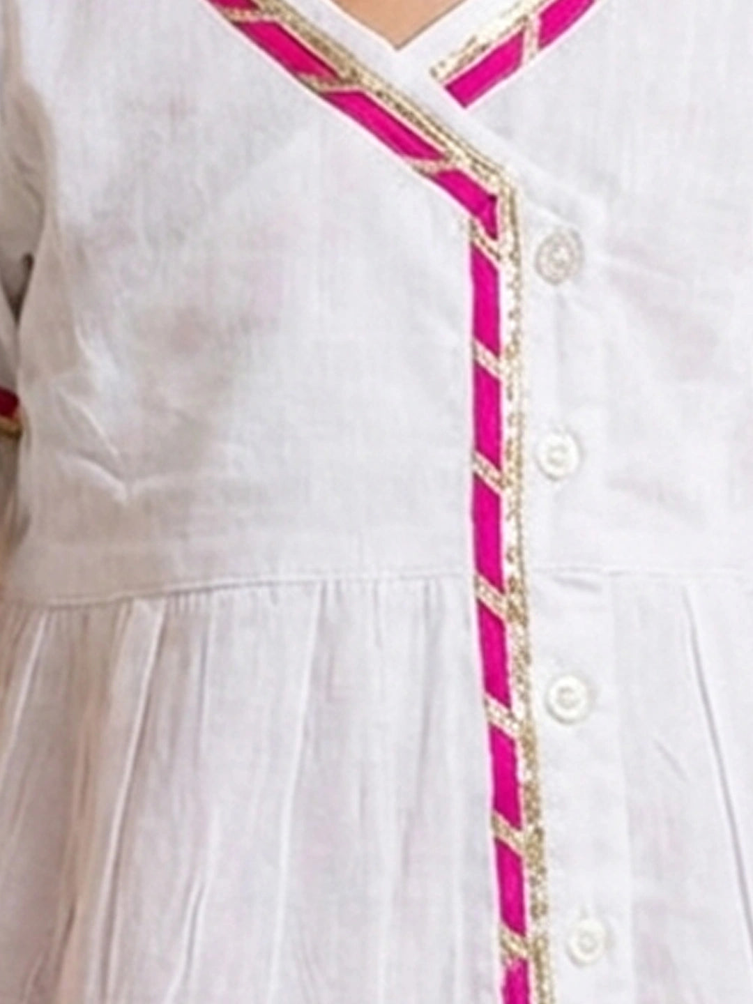 BownBee Indo-Western Angarakha Kurti With Dhoti  For Infant Girls - White