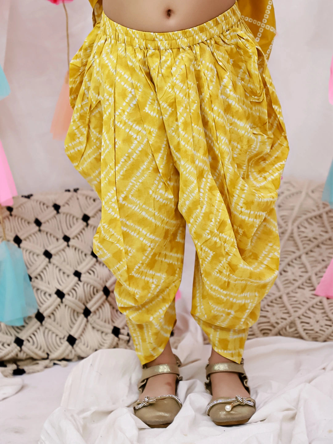 BownBee Indo-Western Angarakha Kurti With Dhoti  For Girls - White