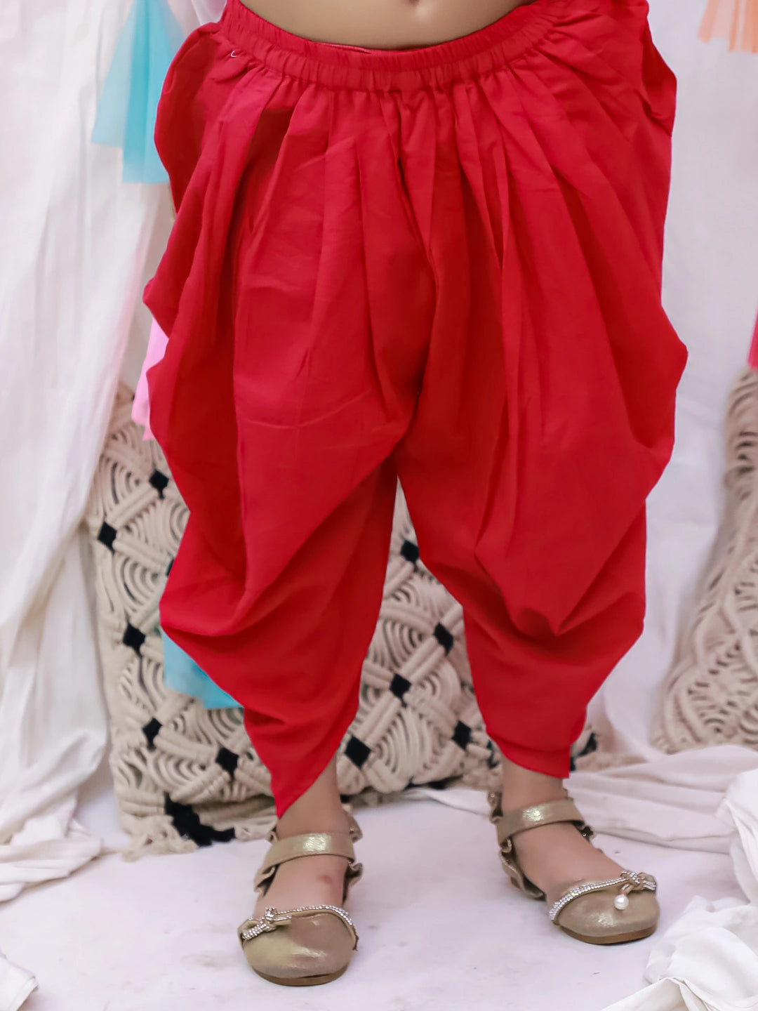 BownBee Indo-Western Angarakha Kurti With Dhoti  For Girls - White