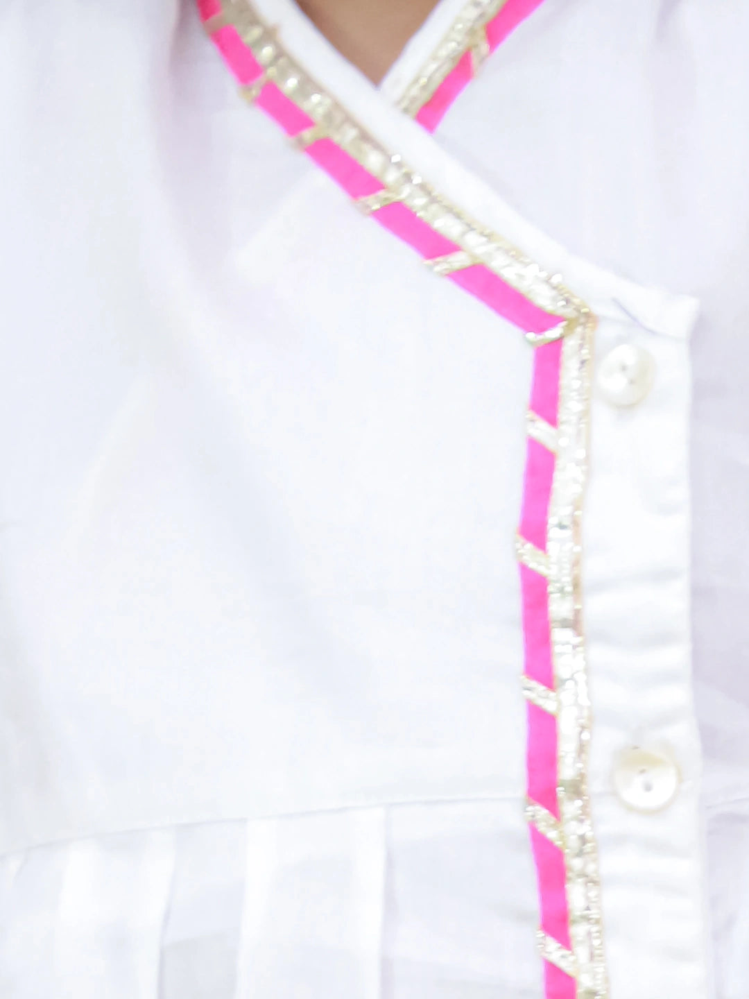 BownBee Indo-Western Angarakha Kurti With Dhoti  For Girls - White