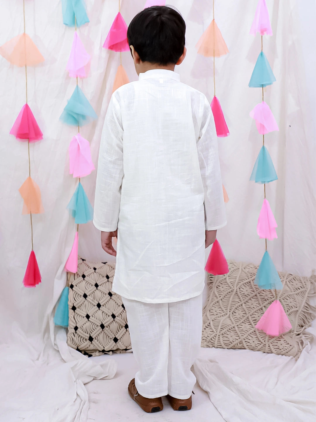 BownBee  Full Sleeves  Kurta Pajama Set For Boys - White