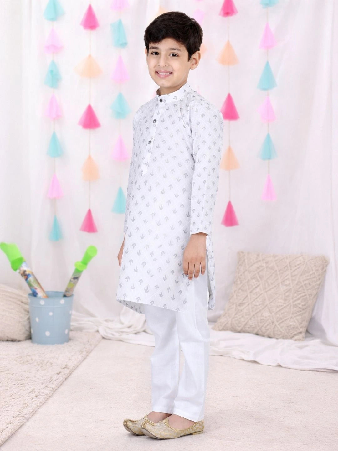BownBee  Full Sleeves  Kurta Pajama Set For Boys - White