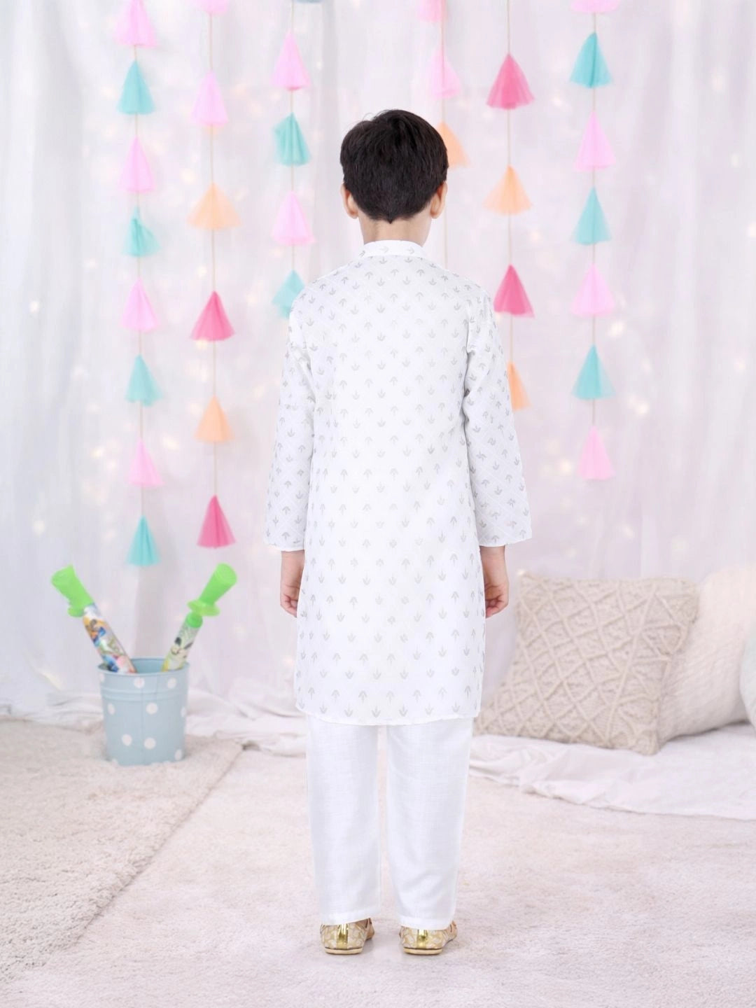 BownBee  Full Sleeves  Kurta Pajama Set For Boys - White