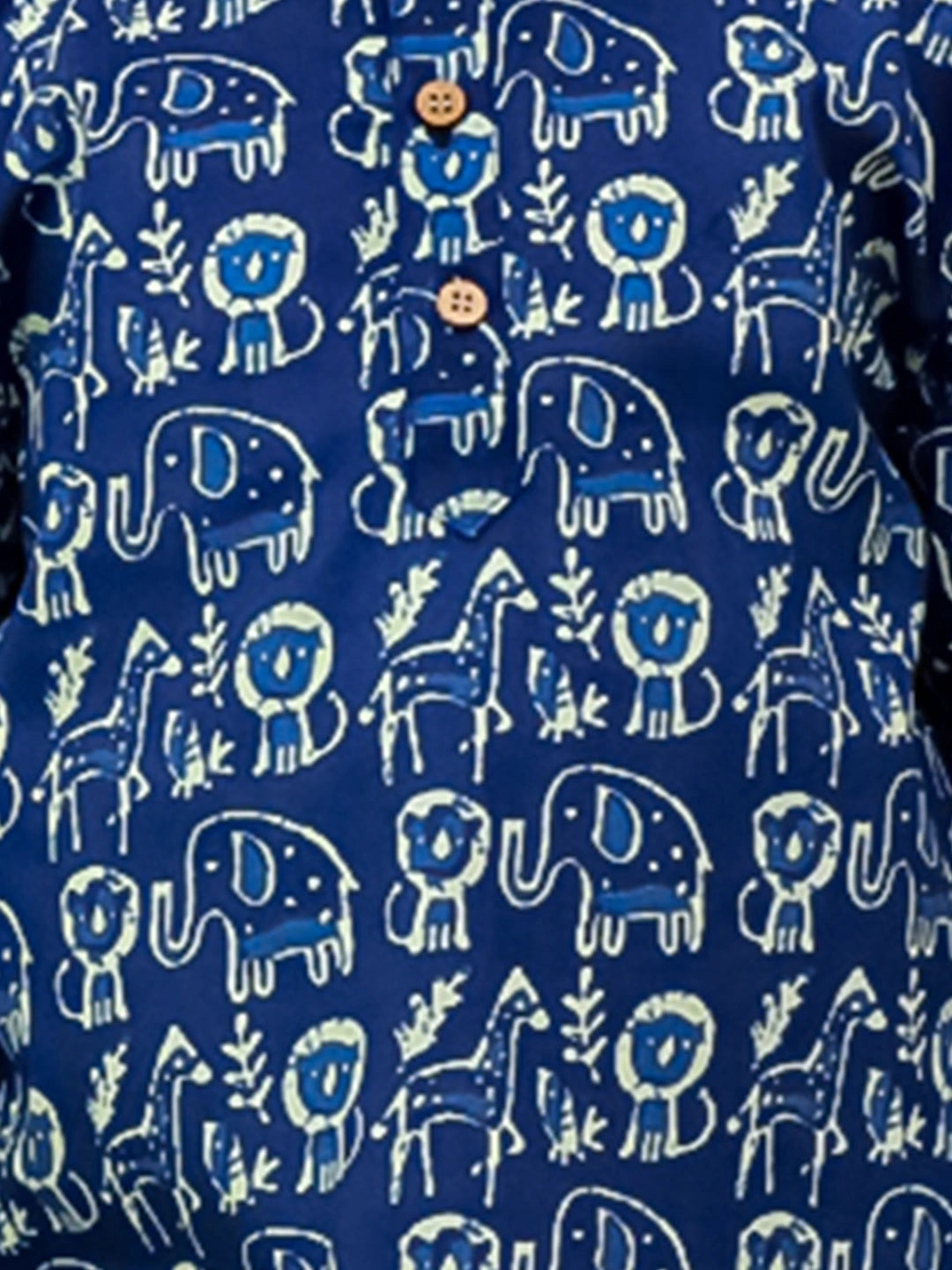 BownBee Fullsleeves Bandhni Short Kurta For Boys - Blue