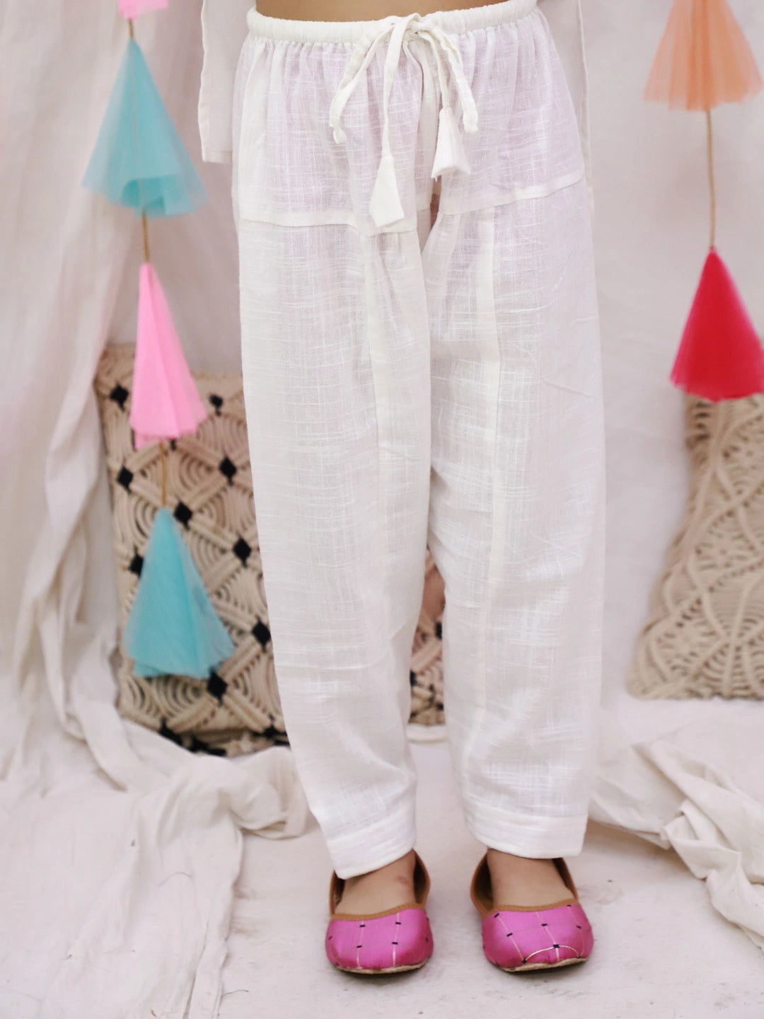 BownBee Quater Sleeves Suit Salwar With Dupatta For Girls - White