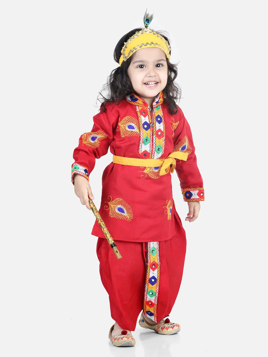 BownBee Full Sleeves Embroidered Kanhaiya Kurta & Dhoti Set