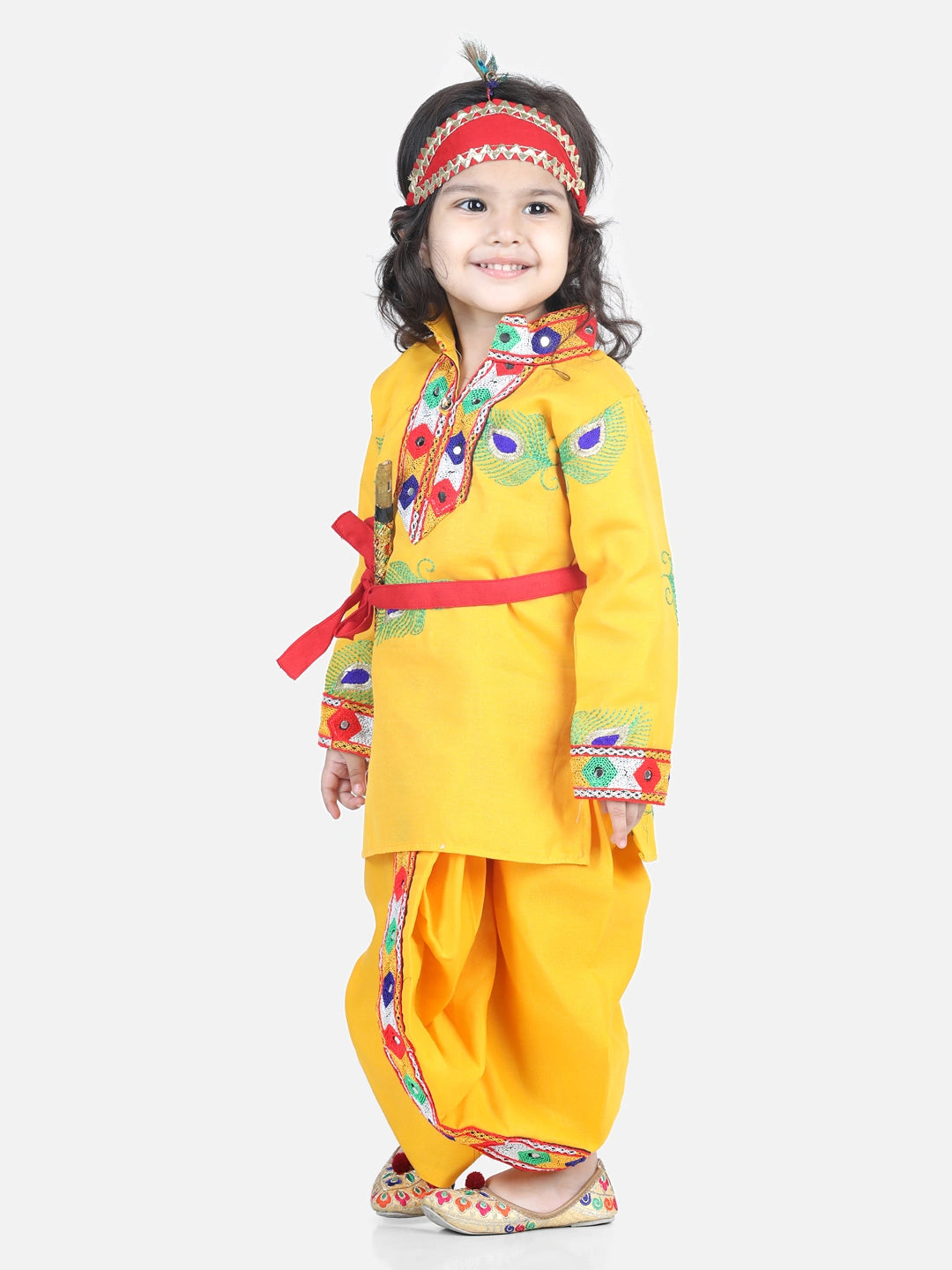 BownBee Full Sleeves Embroidered Kanhaiya Kurta & Dhoti Set