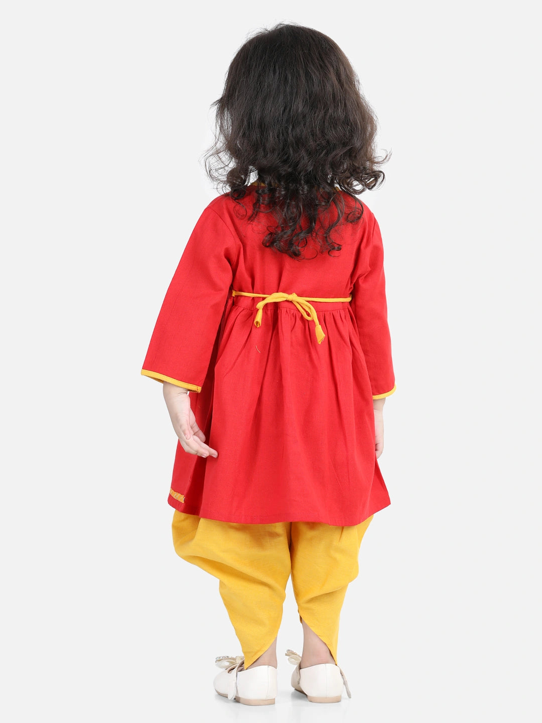 BownBee Cotton Janmasthami Embroidered Kanhaiya Dhoti Kurta for Boys  Dhoti Top Radha with mukut belt bansuri Red